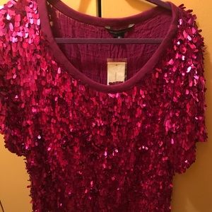French Connection fuchsia Pink Sequins top